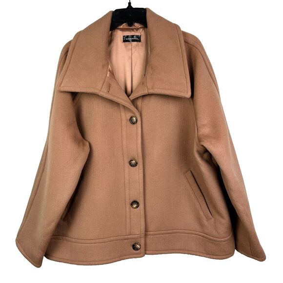Summersalt The Warmest Wool Coat Short Button Front Fawn Tan Collar Jacket 2XL - Picture 3 of 15
